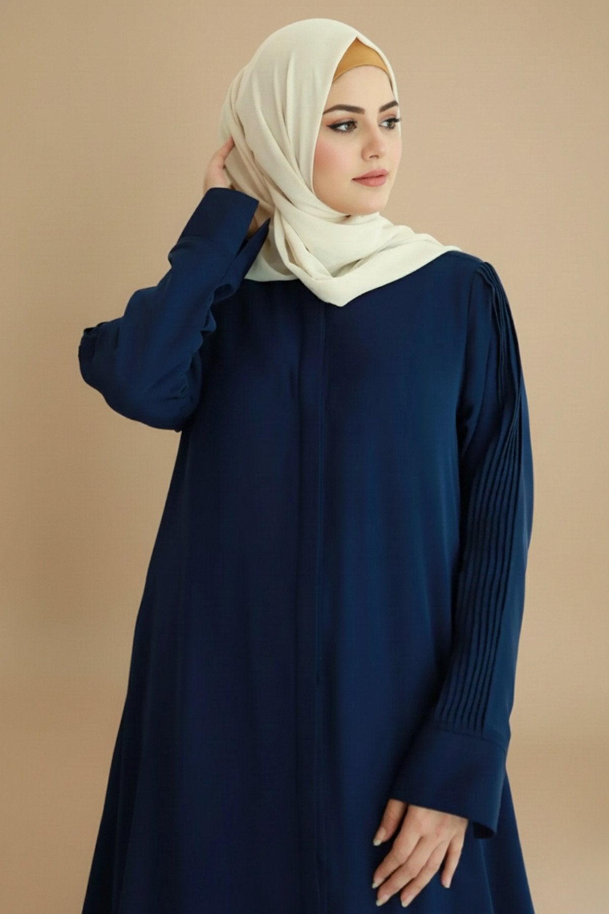 Gulf Blue Pleated Abaya