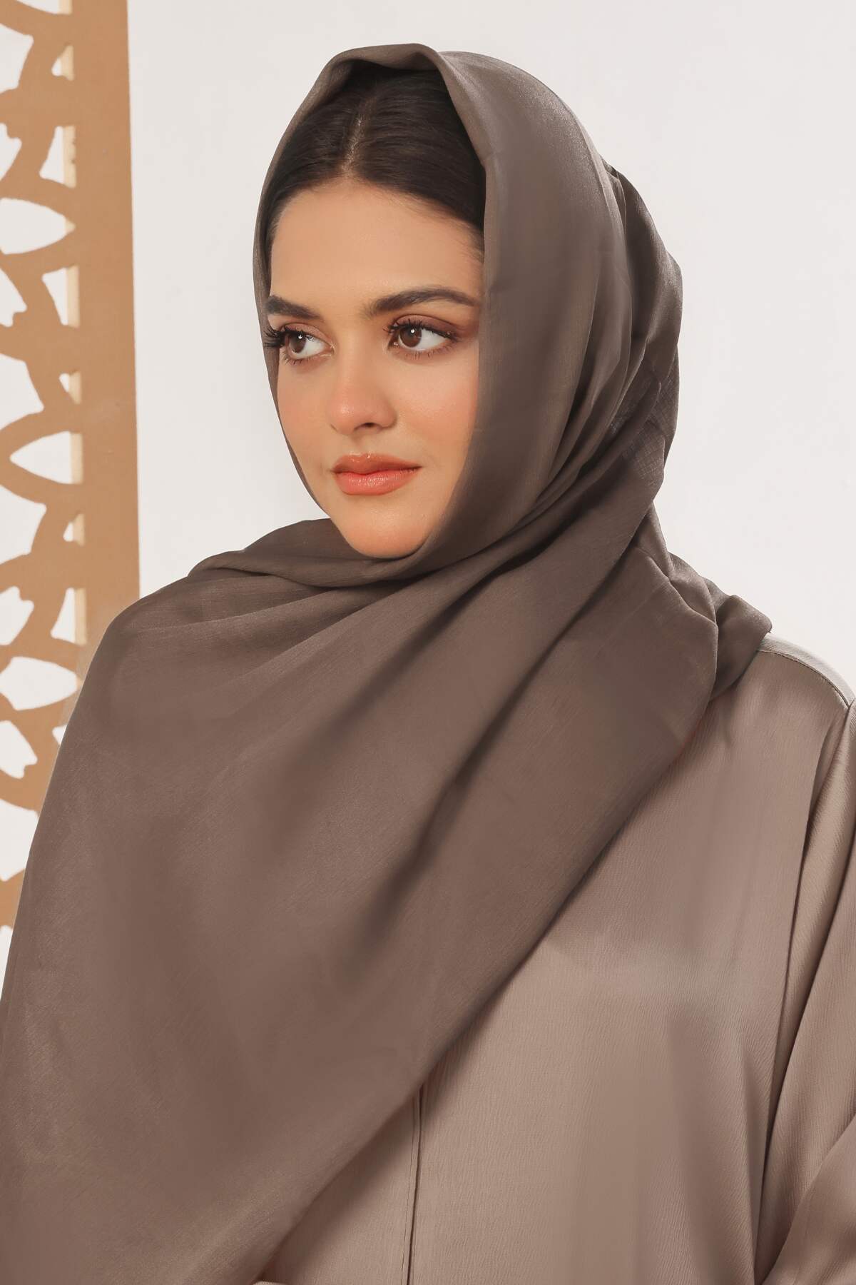 Dark Brown Crinkle Silk Hijab