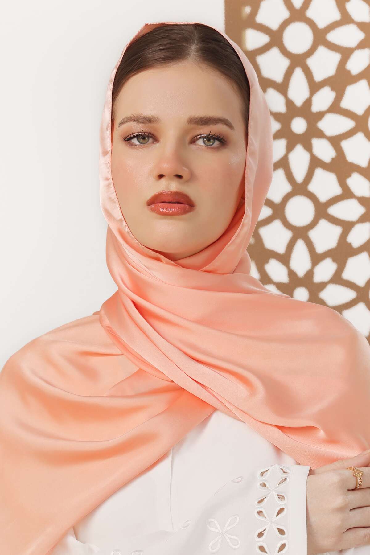 Deep Peach Silk Hijab