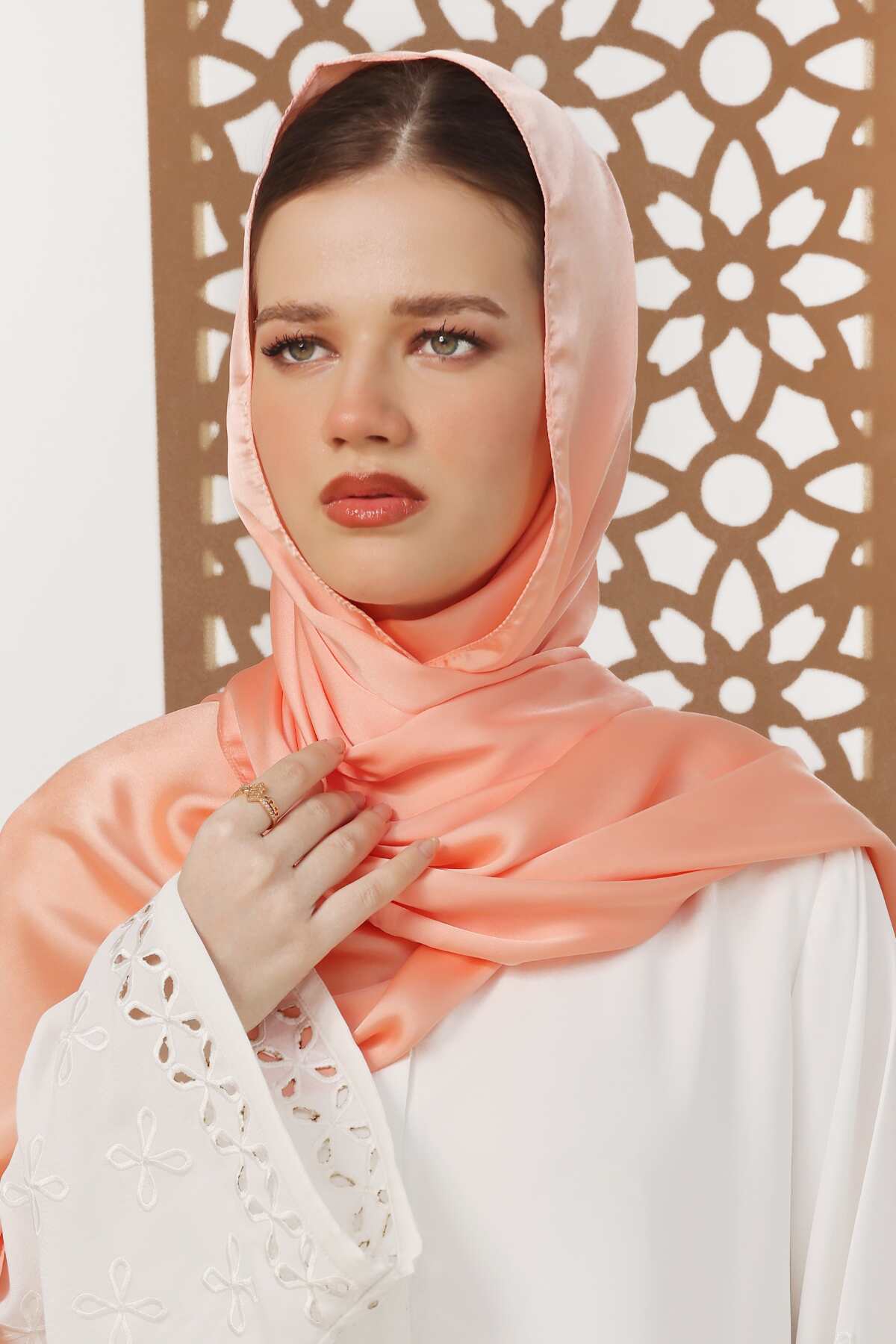 Deep Peach Silk Hijab