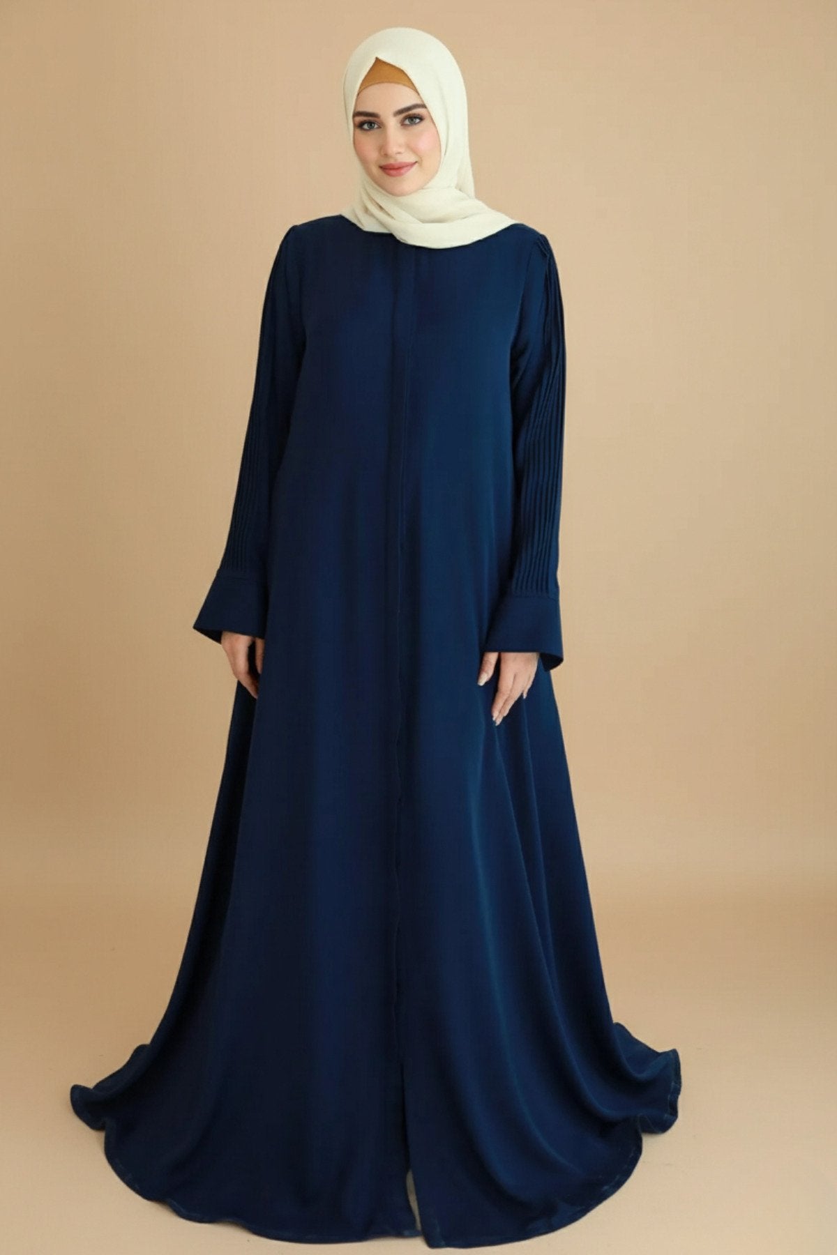 Gulf Blue Pleated Abaya